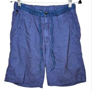 Armani Collezioni Striped Pull-on Blue Drawstring Shorts Waist Mens 30